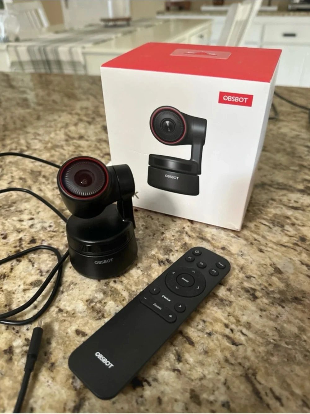 Black and Red PTZ Webcam with Remote Control